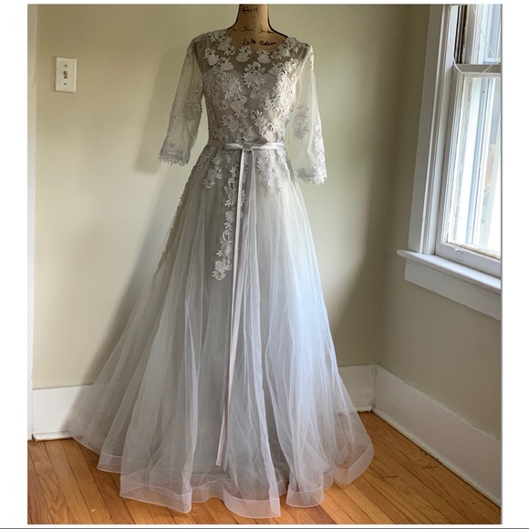 TS Couture Dresses & Skirts - TS Couture silver gown dress size 8